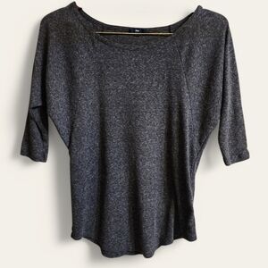 GAP Women Dark Heather Gray Ribbed Dolman Sleeve Boat Neck Top XS